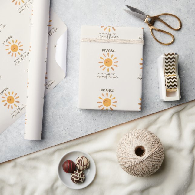 Papier Cadeau Boho Eté Premier Voyage Autour Du Soleil Anniversa (Artisanat)
