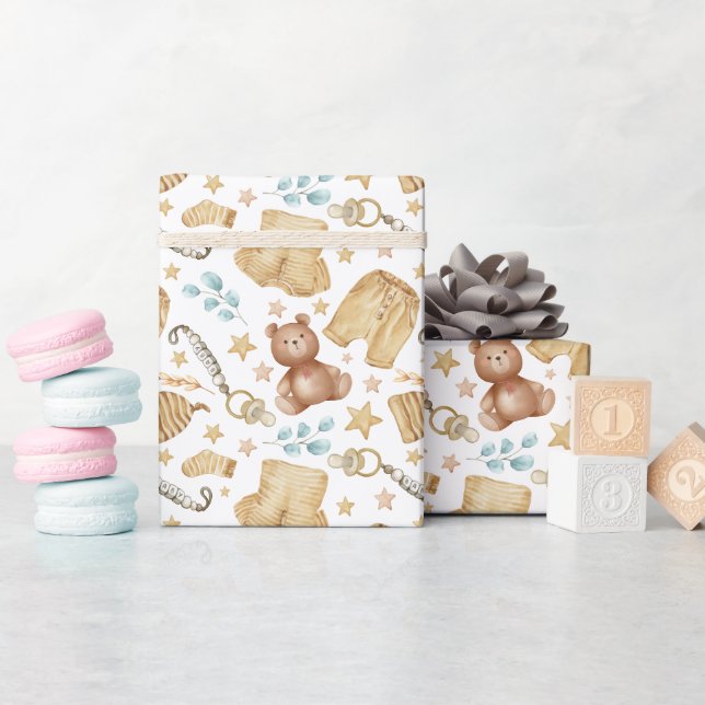 Papier Cadeau Boho Genre Neutre Baby shower Papier à envelopper (Baby Shower)
