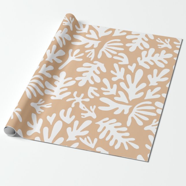 Papier Cadeau Boho Matisse Botanique Formes Or Noël (Déroulé)