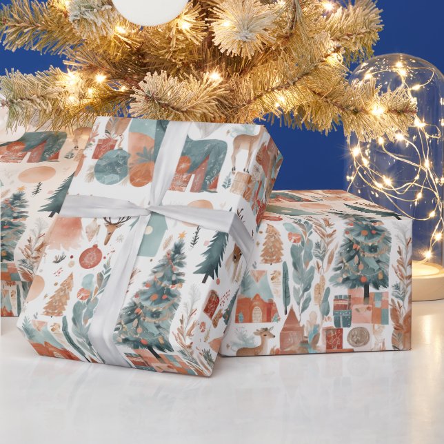 Papier Cadeau Boho Modern Christmas Holiday Collage (Vacances)