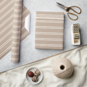 Papier Cadeau Boho Moderne Neutre De Genre Rayé Simple Taupe