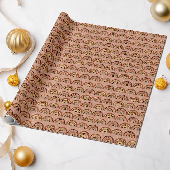 Papier Cadeau Boho Mystic Eye Rainbow Tan Arrière - plan (Créateur téléchargé)