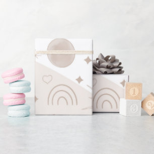Papier Cadeau Boho Neutral Space Doodles Design esthétique