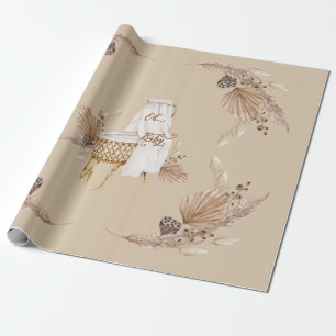 Papier Cadeau Boho Oh Baby Brown et Tan Bassinet