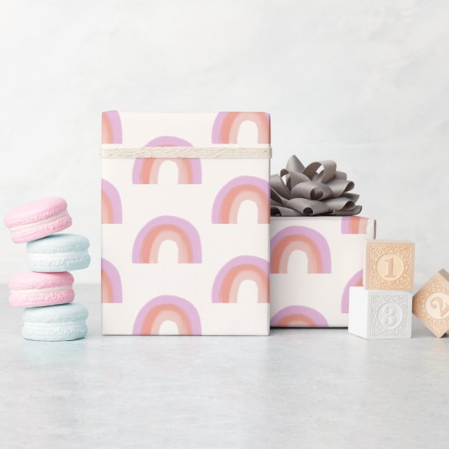 Papier Cadeau Boho Pastel Rainbow Motif Baby Girl Cute (Baby Shower)