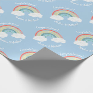 Papier Cadeau Boho Rainbow Baby shower Blue Boy