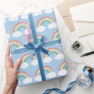 Papier Cadeau Boho Rainbow Baby shower Blue Boy