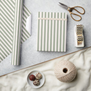 Papier Cadeau Boho rayé beige sage minimaliste neutre