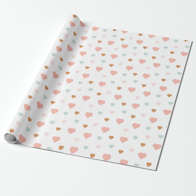 Papier Cadeau Boho Saint Valentin pastel coeur d'amour (Déroulé)