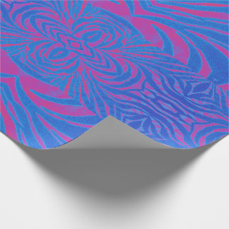 Papier Cadeau Boho Tiger Bleu et rose
