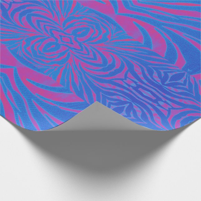 Papier Cadeau Boho Tiger Bleu et rose (Coin)
