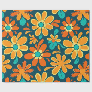 Papier Cadeau Boho vintage les années 70 rétro Hippie Style Fleu