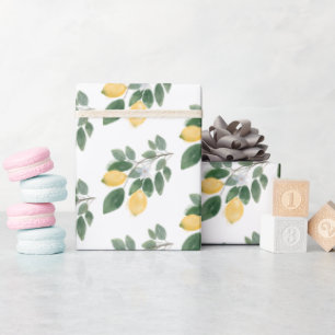 Papier Cadeau Boho Watercolor Lemons & Greenery Cadeau