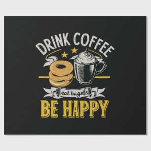 Papier Cadeau Boire du café manger des bagels être heureux