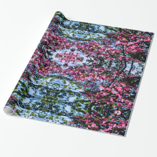 Papier Cadeau Bois à fleurs rose