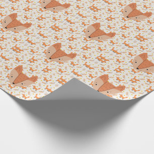 Papier Cadeau Bois Animaux Boho Design Fox