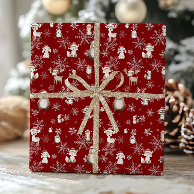 Papier Cadeau Bois Animaux Hiver Merveilleux terrain Découpage R (Créateur téléchargé)