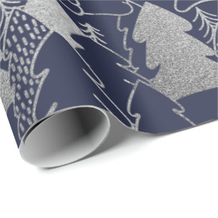 Papier Cadeau Bois bleu de parties scintillantes de gris argent
