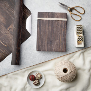 Papier Cadeau Bois brûlé brun foncé bois grain rustique chic
