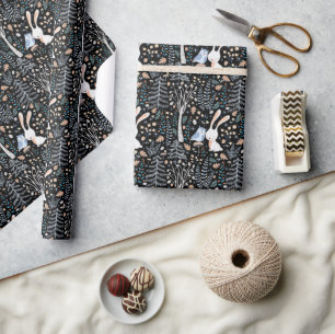 Papier Cadeau Bois de Bunny d'hiver