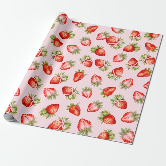 Papier Cadeau Bois de fraises Coquette (Déroulé)