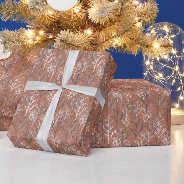Papier Cadeau Bois d'hiver arbres d'hiver (Vacances)