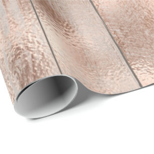 Papier Cadeau Bois Rose Or Métal Cottage Mariage Rose nuptiale