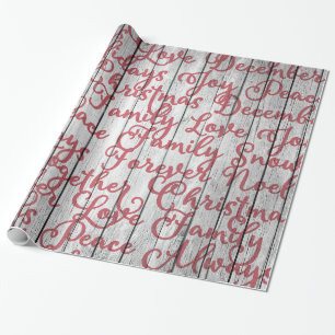 Papier Cadeau Bois rustique de ferme avec lettrage de script