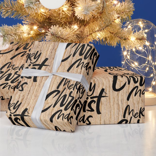 Papier Cadeau Bois rustique Joyeux Noël Christian Christ (Vacances)