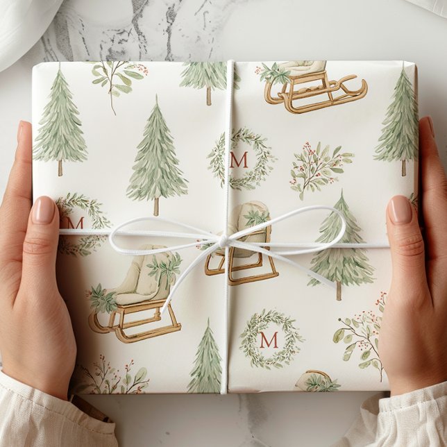 Papier Cadeau Bois rustique Monogran (Créateur téléchargé)