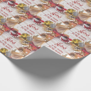 Papier Cadeau Bois vintage avec Jésus saison de raison Noël
