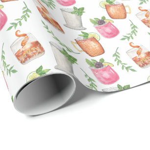 Papier Cadeau Boissons Mint Julep de Watercolor Derby Day