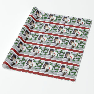 Papier Cadeau Boîte aux lettres de Noël de chiot de colley