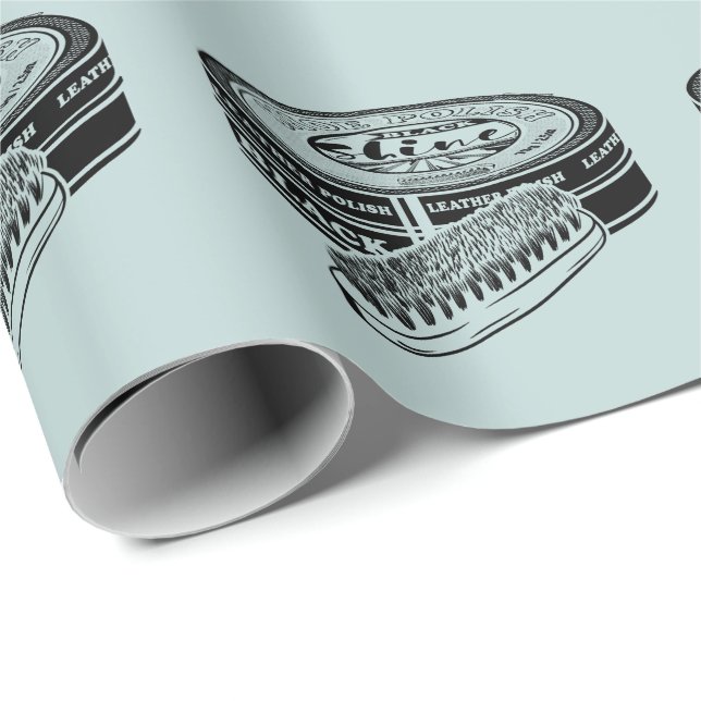 Papier Cadeau Boite de cirage à chaussures noires (Coin rond)