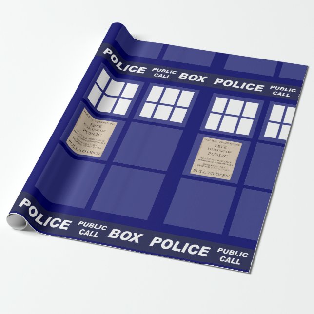 Papier Cadeau Boîte téléphonique publique de police (Déroulé)