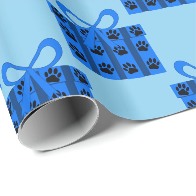 Papier Cadeau Boîtes Cadeaux Avec Pâtes De Chien Version Bleue B (Coin rond)