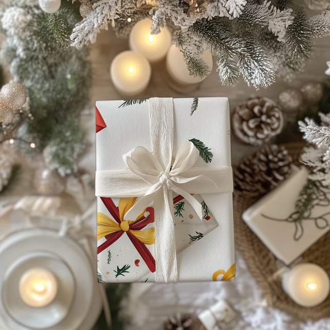 Papier Cadeau Boîtes cadeaux de Noël et Feuilles À feuillage per (Créateur téléchargé)