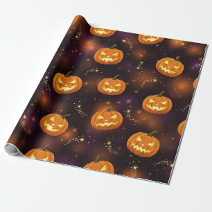 Papier Cadeau Bokeh Halloween   Citrouille Lumineuse (4)