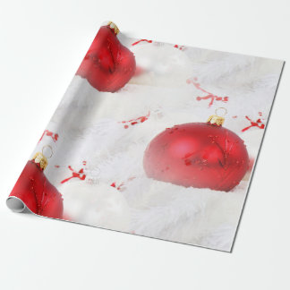 Papier Cadeau bolas rojas sobre nieve