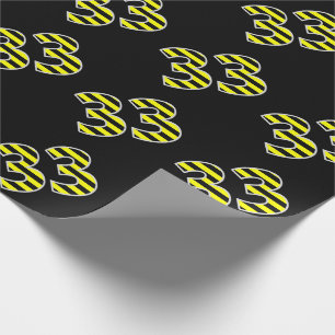 Papier Cadeau Bold, Black & Yellow Stripes 33 Numéro d'événement