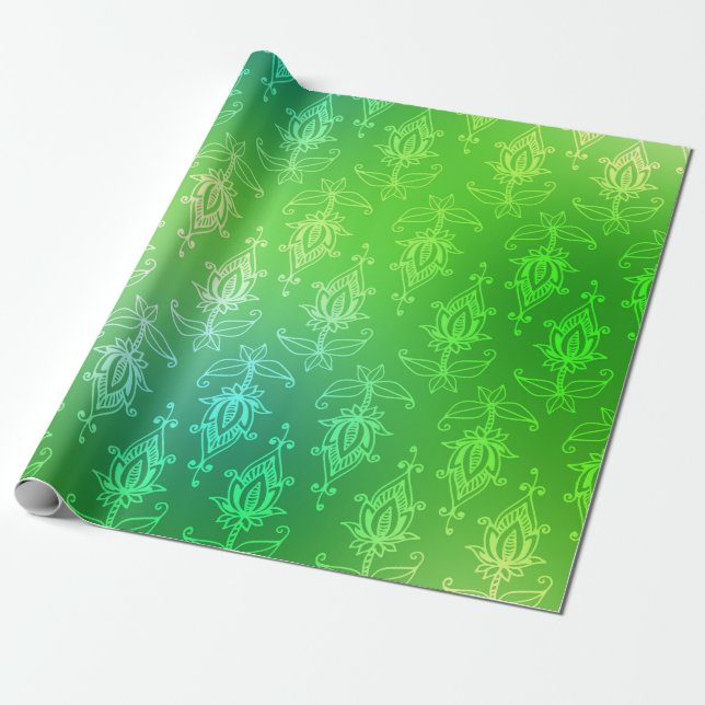 Papier Cadeau Bollywood vert Foil Arabian (Déroulé)