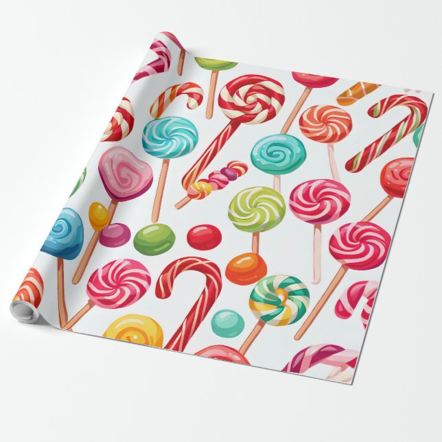 Papier Cadeau bonbon de noël délice papier d'emballage (Déroulé)