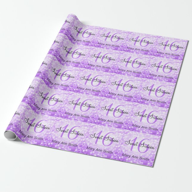 Papier Cadeau Bonbon élégant 16 lumières pourpres de parties (Déroulé)