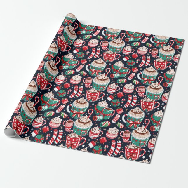 Papier Cadeau Bonbons de Noël festifs (Déroulé)