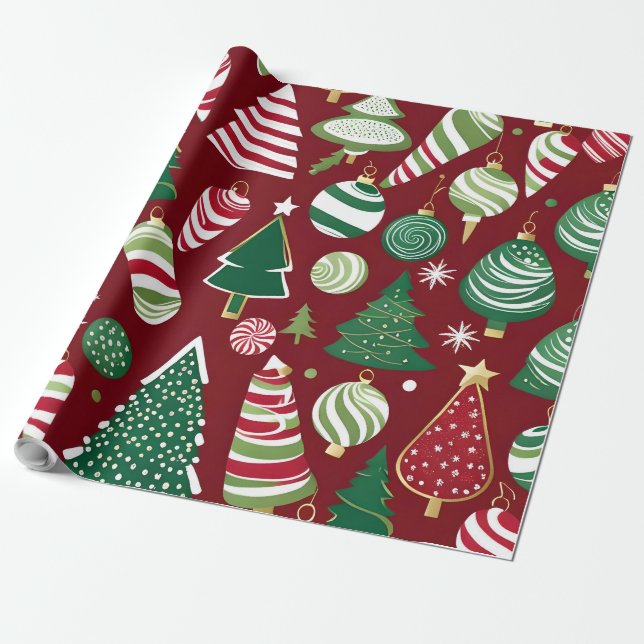Papier Cadeau bonbons de noël ornements enveloppant papier (Déroulé)