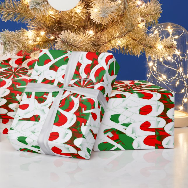 Papier Cadeau Bonbons de Noël Rouge et Vert (Vacances)