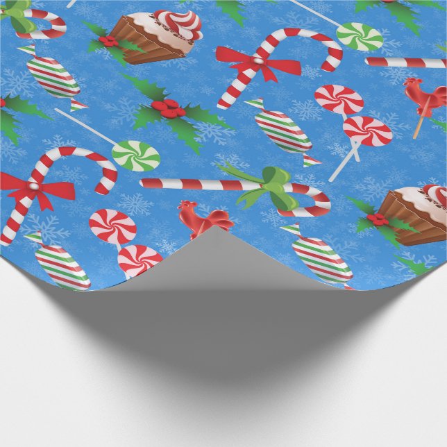 Papier Cadeau Bonbons de Noël, sucrerie et gâteau (Coin)