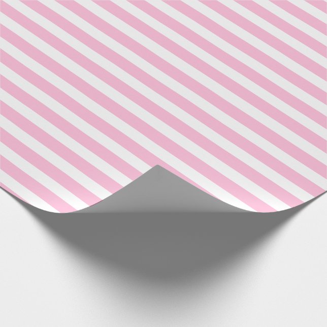 Papier Cadeau Bonbons en coton rose blanc simple horizontal rayé (Coin)