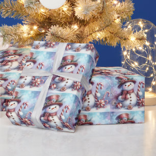 Papier Cadeau Bonhomme de neige avec canne en sucre et poivre me