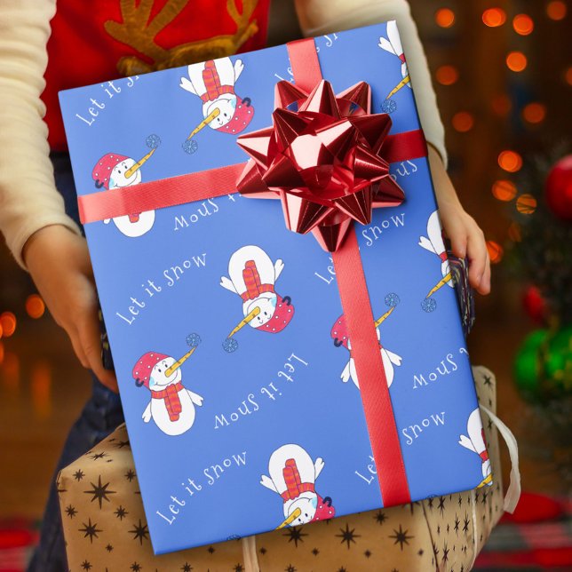 Papier Cadeau Bonhomme de neige avec un flocon de neige Laissez- (Créateur téléchargé)